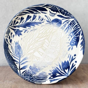 Kobaltowa Łąka | Talerz ceramiczny | 25 cm 
