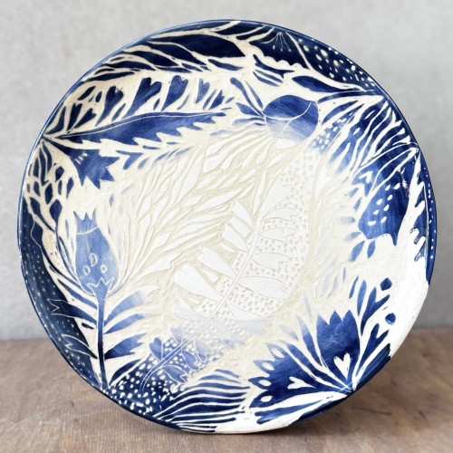 Kobaltowa Łąka | Talerz ceramiczny | 25 cm 