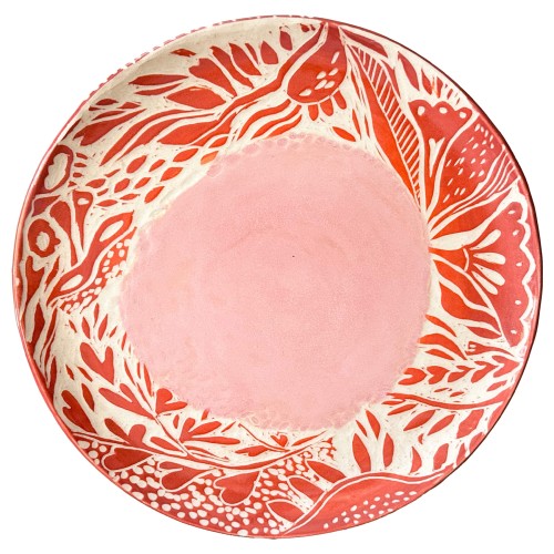 Łąka różowa | Talerz ceramiczny | 19 cm