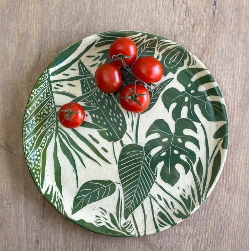 Wykonany ręcznie talerz sgraffito WILD, Ø 23 cm  