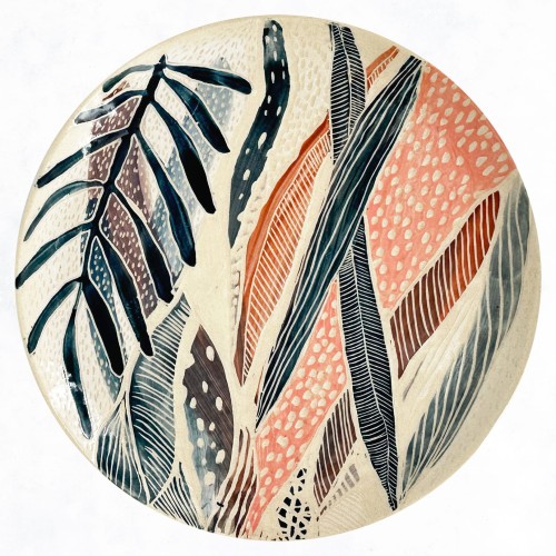 Wykonany ręcznie talerz sgraffito, Ø 23 cm 