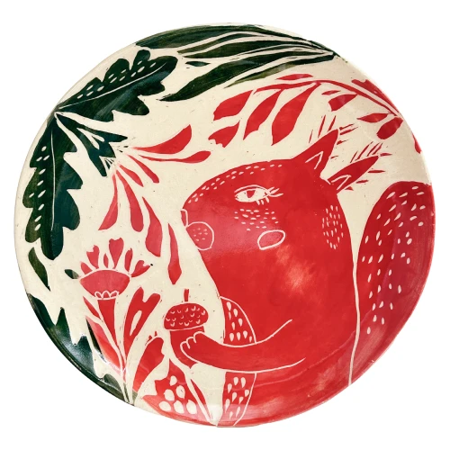 Pomarańczowa wiewórka | Talerz sgraffito Ø 19 cm