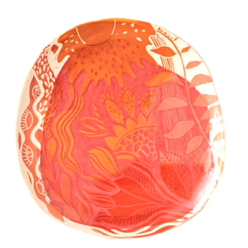 Ręcznie wykonany talerz sgraffito KESÄ, Ø  21 cm